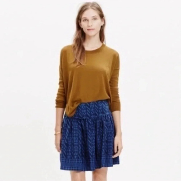 Madewell | 100% Silk Skyline Skirt Blue Geometric Print Size 2 XS - Picture 9 of 9